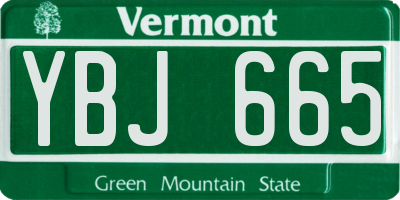 VT license plate YBJ665