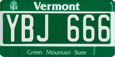 VT license plate YBJ666