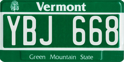 VT license plate YBJ668