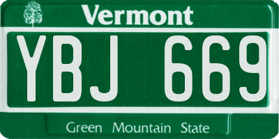 VT license plate YBJ669