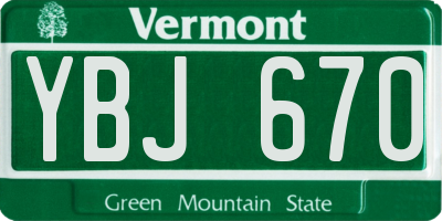 VT license plate YBJ670