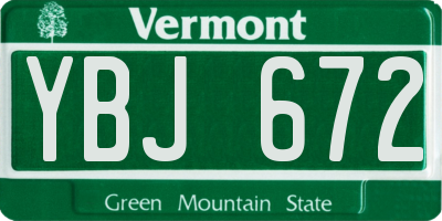 VT license plate YBJ672