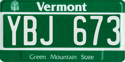 VT license plate YBJ673