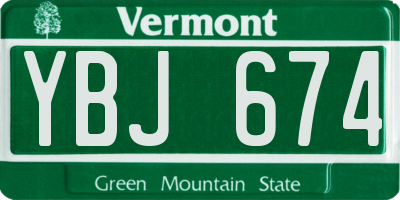 VT license plate YBJ674