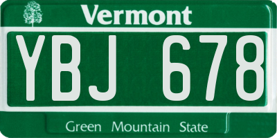 VT license plate YBJ678