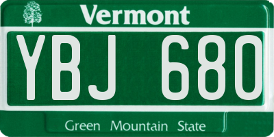 VT license plate YBJ680