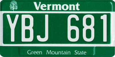 VT license plate YBJ681