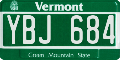 VT license plate YBJ684