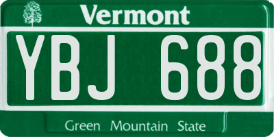 VT license plate YBJ688