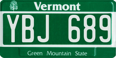 VT license plate YBJ689