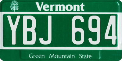 VT license plate YBJ694