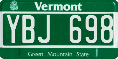 VT license plate YBJ698