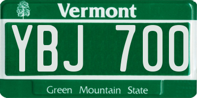 VT license plate YBJ700