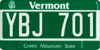 VT license plate YBJ701