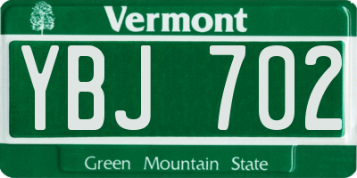 VT license plate YBJ702