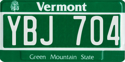 VT license plate YBJ704