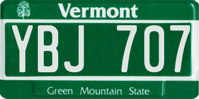 VT license plate YBJ707