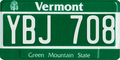 VT license plate YBJ708