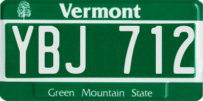 VT license plate YBJ712