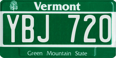 VT license plate YBJ720