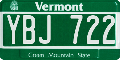 VT license plate YBJ722