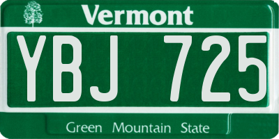 VT license plate YBJ725