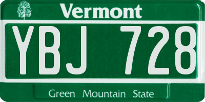 VT license plate YBJ728