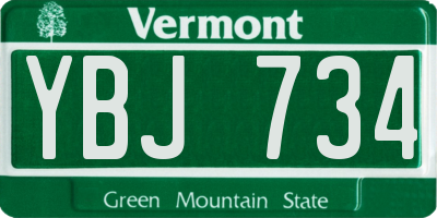 VT license plate YBJ734