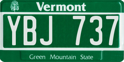 VT license plate YBJ737