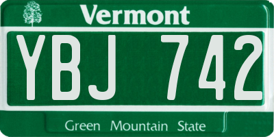 VT license plate YBJ742