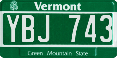 VT license plate YBJ743