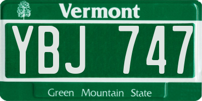 VT license plate YBJ747