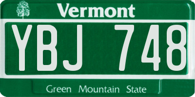 VT license plate YBJ748