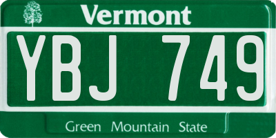 VT license plate YBJ749