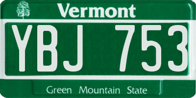 VT license plate YBJ753