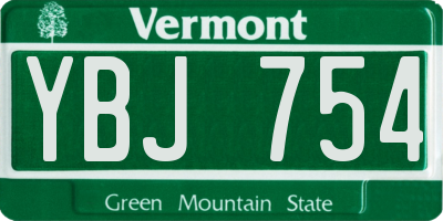VT license plate YBJ754