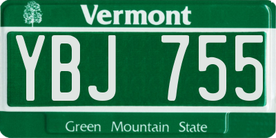 VT license plate YBJ755