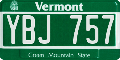 VT license plate YBJ757
