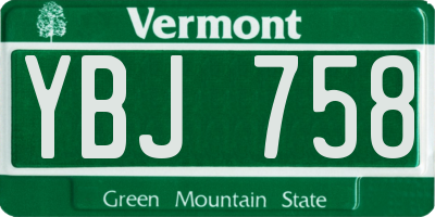 VT license plate YBJ758