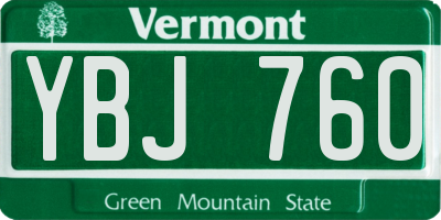 VT license plate YBJ760