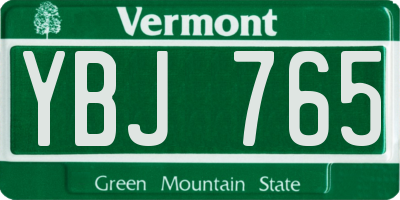 VT license plate YBJ765