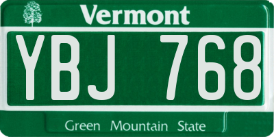 VT license plate YBJ768