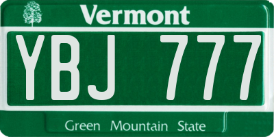 VT license plate YBJ777