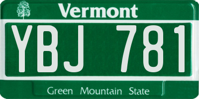 VT license plate YBJ781