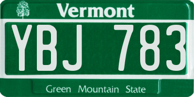 VT license plate YBJ783