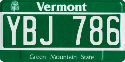 VT license plate YBJ786