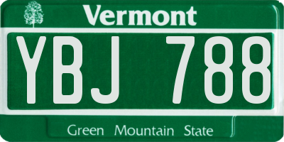 VT license plate YBJ788