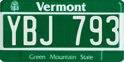 VT license plate YBJ793