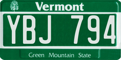 VT license plate YBJ794