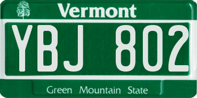 VT license plate YBJ802